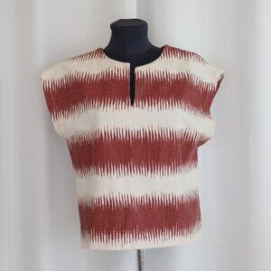 Meg Shop Woven Ikat Striped Top Sz L